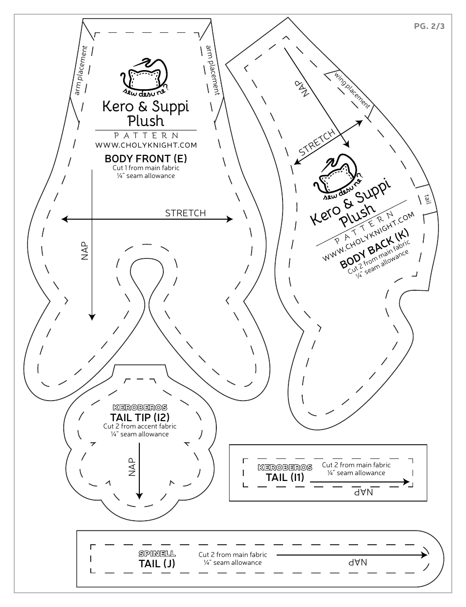 Keroberos  Spinel Sun Plush Toy Sewing Templates - Choly Knight, Page 22