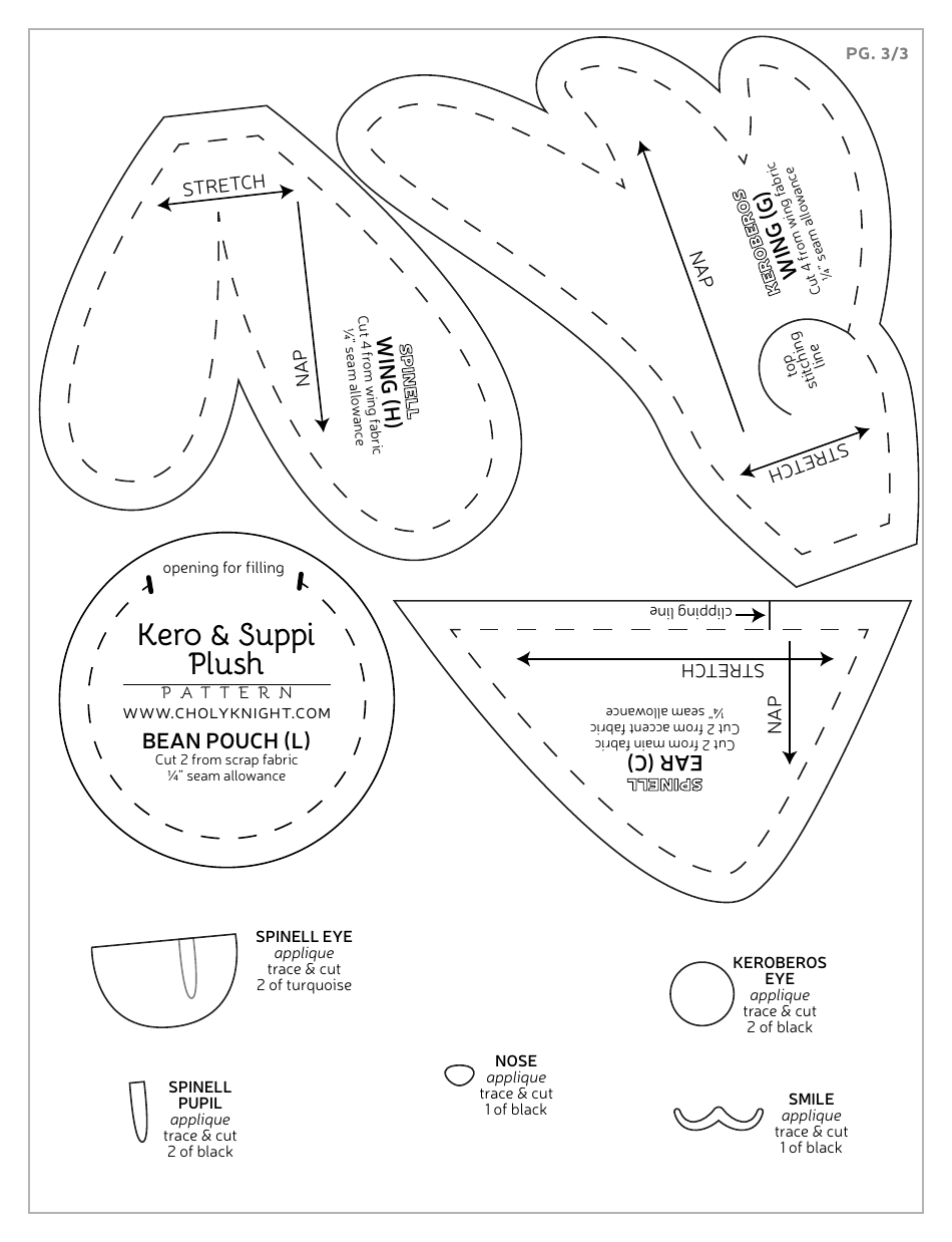 Keroberos  Spinel Sun Plush Toy Sewing Templates - Choly Knight, Page 23
