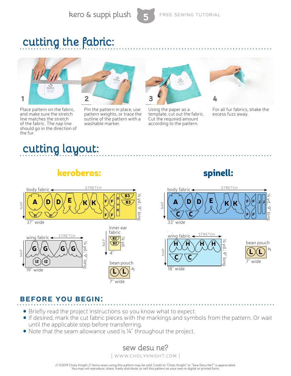 Keroberos  Spinel Sun Plush Toy Sewing Templates - Choly Knight, Page 5