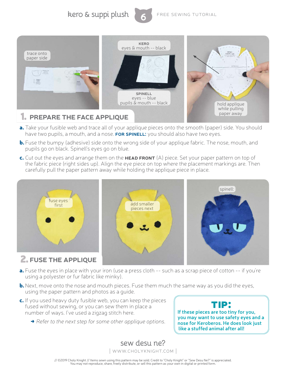 Keroberos  Spinel Sun Plush Toy Sewing Templates - Choly Knight, Page 6