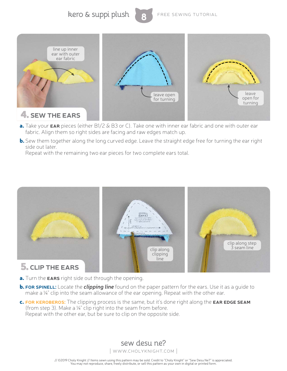 Keroberos  Spinel Sun Plush Toy Sewing Templates - Choly Knight, Page 8