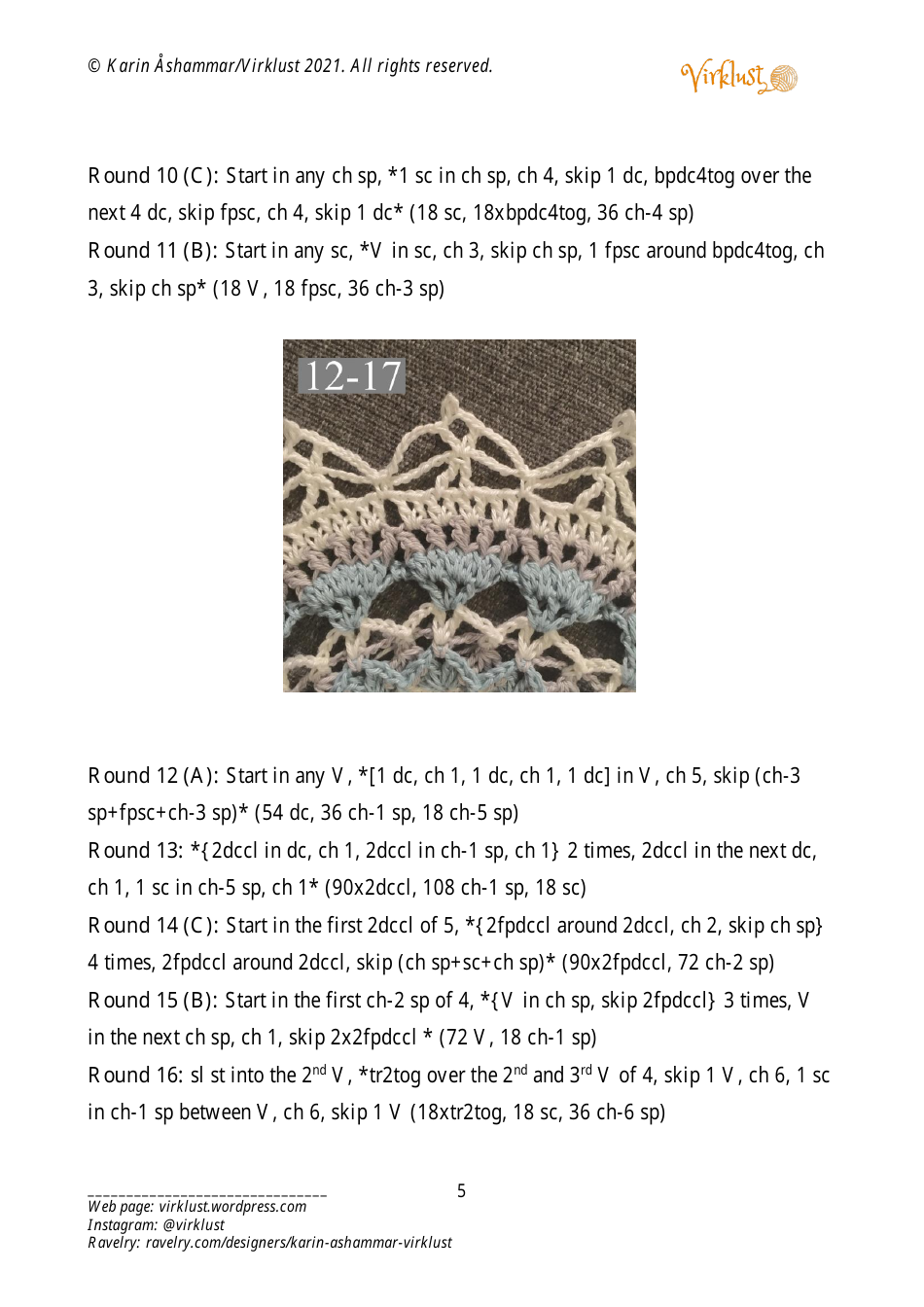 ICE Flower Mandala Crochet Pattern - Karin Ashammar / Virklust, Page 5