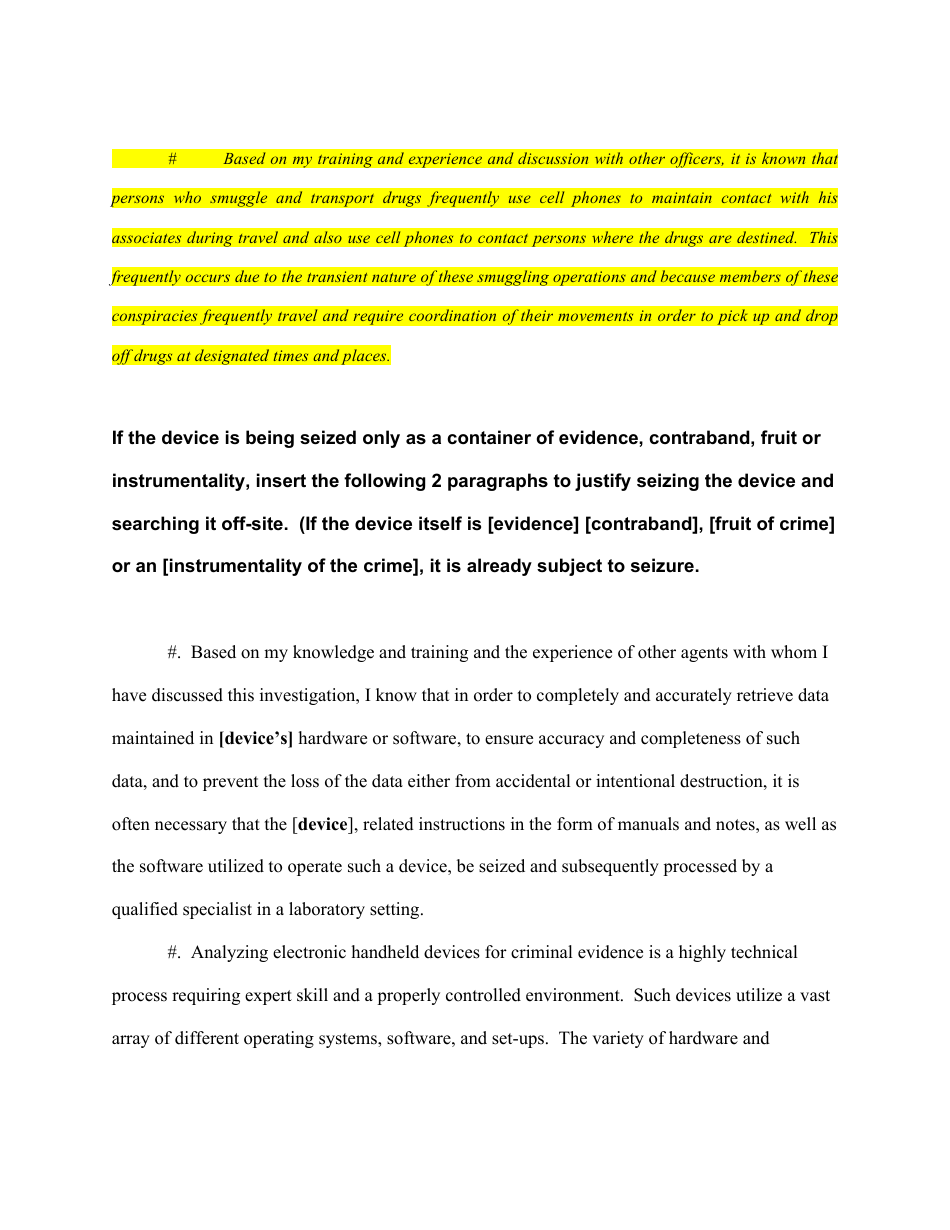 Cellphone (Mobile Device) Search Warrant Affidavit, Page 6