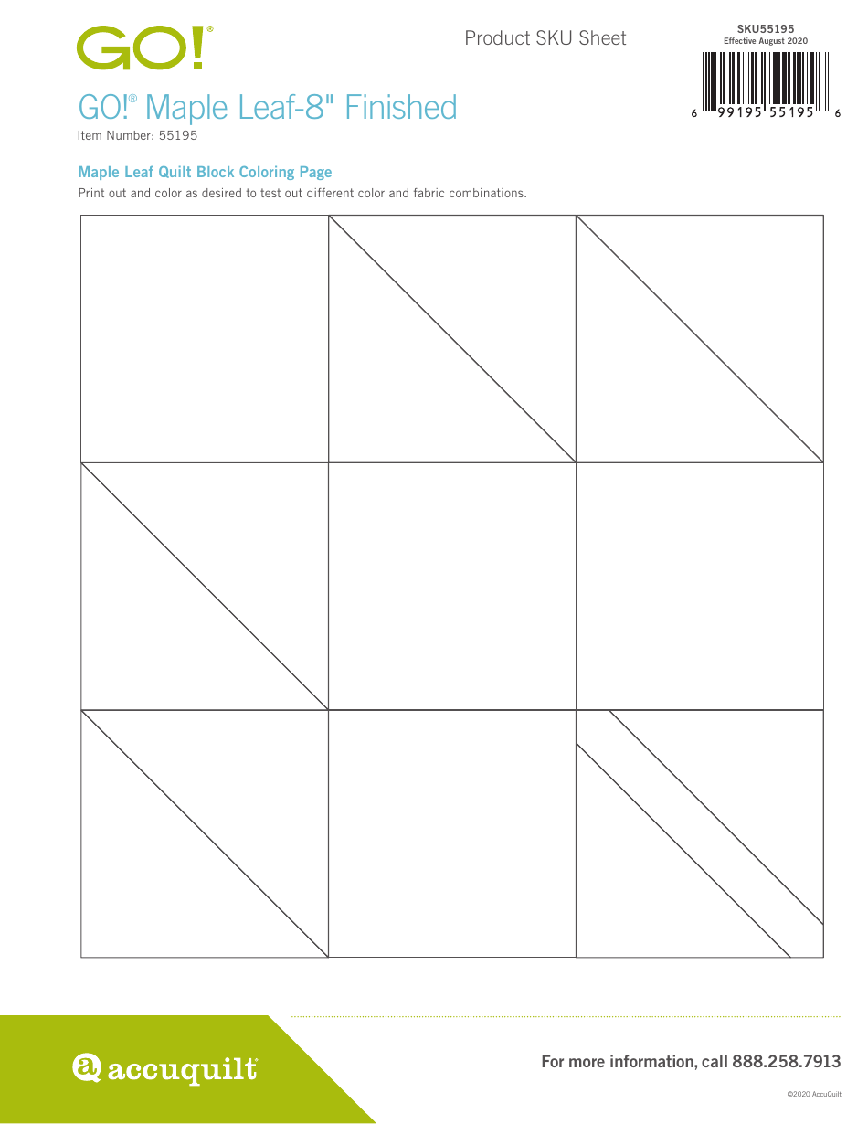 Maple Leaf-8 Quilt Block Template, Page 3