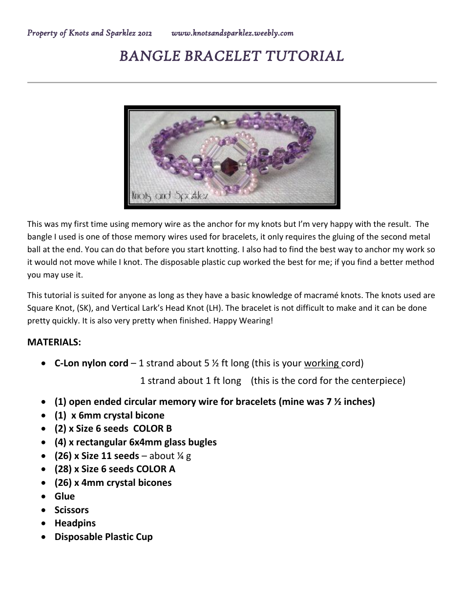 Bangle Bracelet Tutorial Download Printable PDF | Templateroller