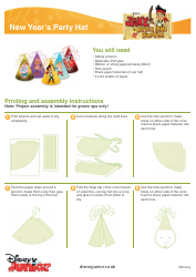 Document preview: New Year's Party Hat Template - Disney Junior