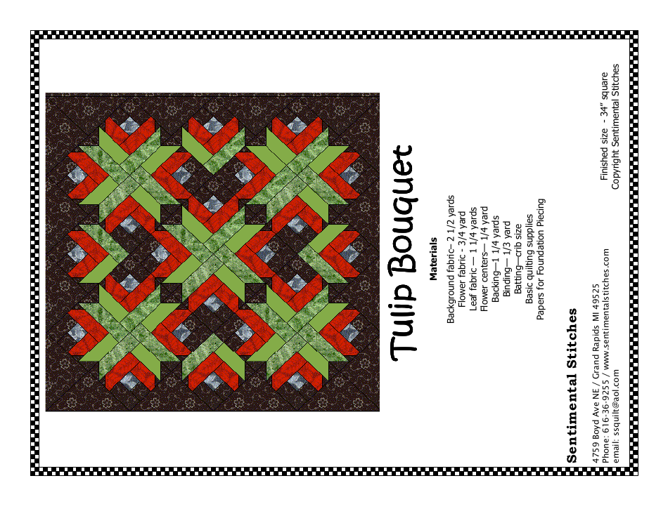 Tulip Bouquet Quilting Pattern - Beautiful Quilt Design