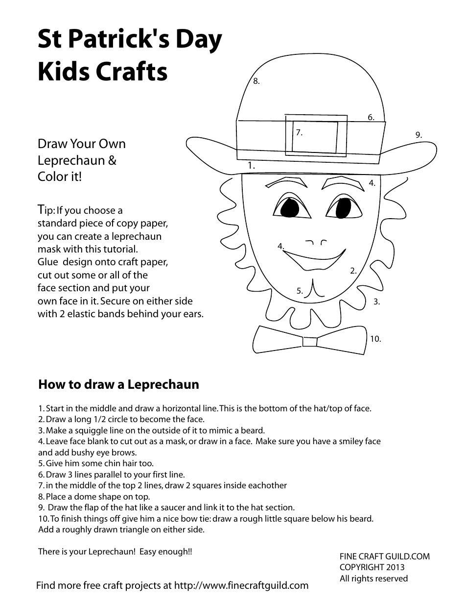 Leprechaun Drawing Guide - Step-by-step tutorial, Coloring pages, Cliparts