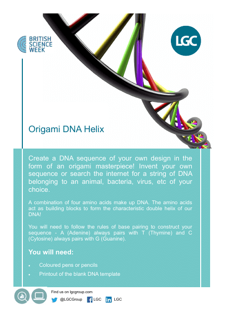Origami DNA helix template - blank document template for creating origami DNA helix.
