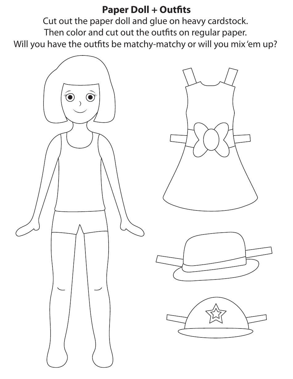 Paper Girl Doll and Outfits Templates, Page 1