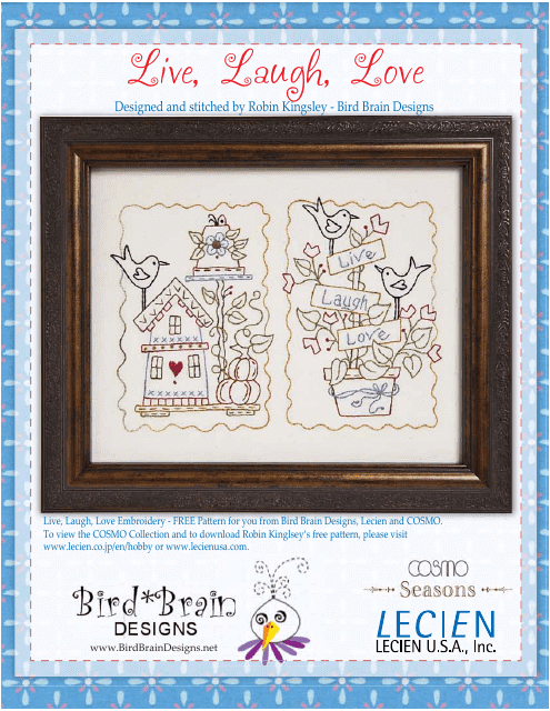 Live, Laugh, Love Embroidery Pattern - Beautiful and Creative Design