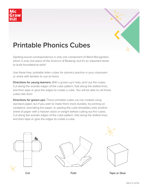 Printable Phonics Cube Templates