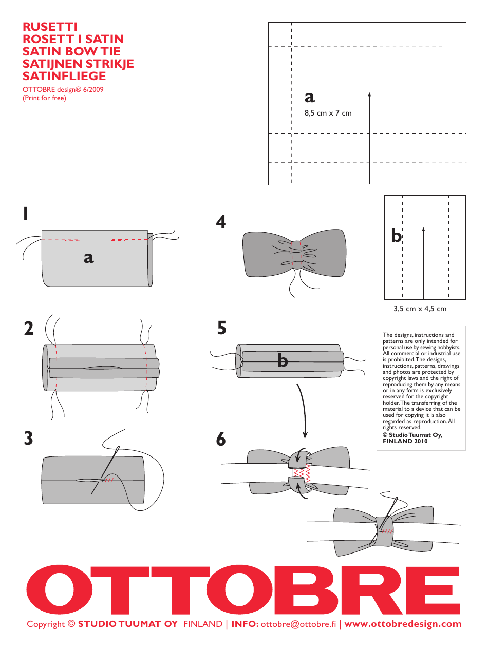 Satin Bow Tie Template - Free Printable PDF | Image preview of Satin Bow Tie Template