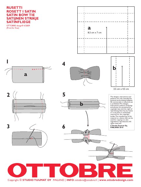 Satin Bow Tie Template - Free Printable PDF | Image preview of Satin Bow Tie Template