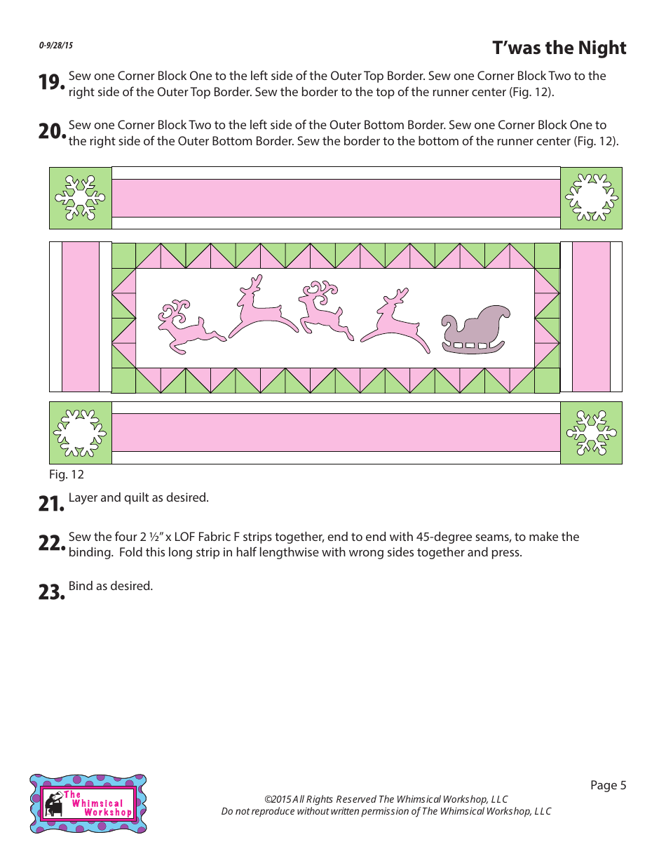Christmas Night Table Runner Pattern Templates - the Whimsical Workshop, Page 6
