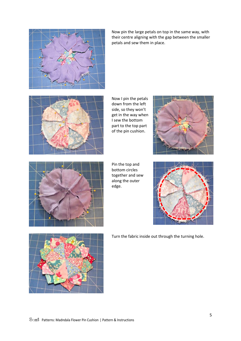 Mandala Flower Pin Cushion Pattern Template, Page 5