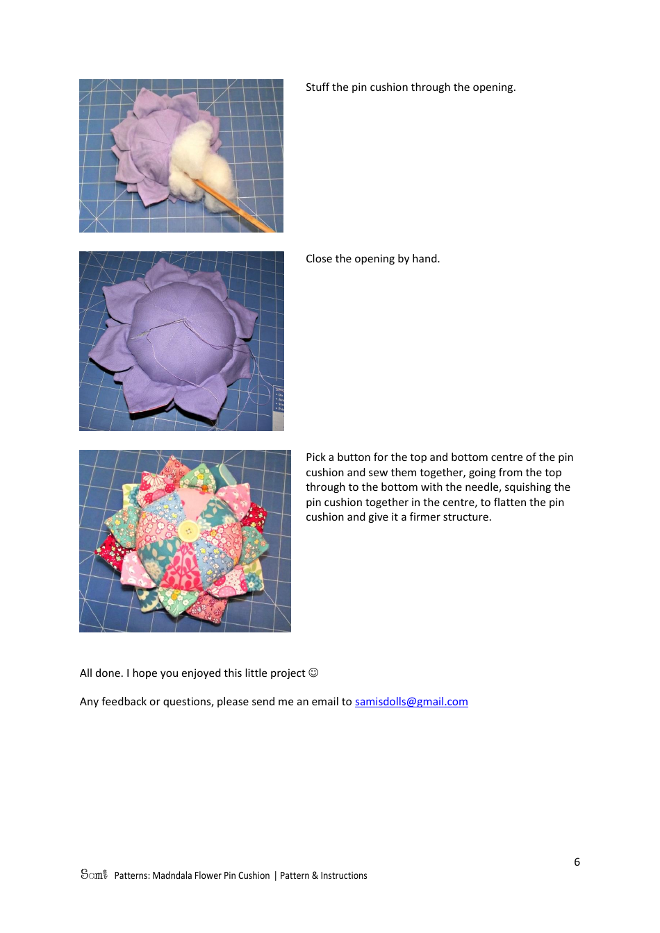 Mandala Flower Pin Cushion Pattern Template, Page 6