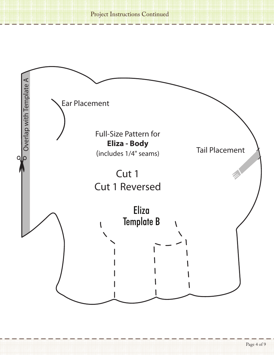 Stuffed Elephant Sewing Templates, Page 4