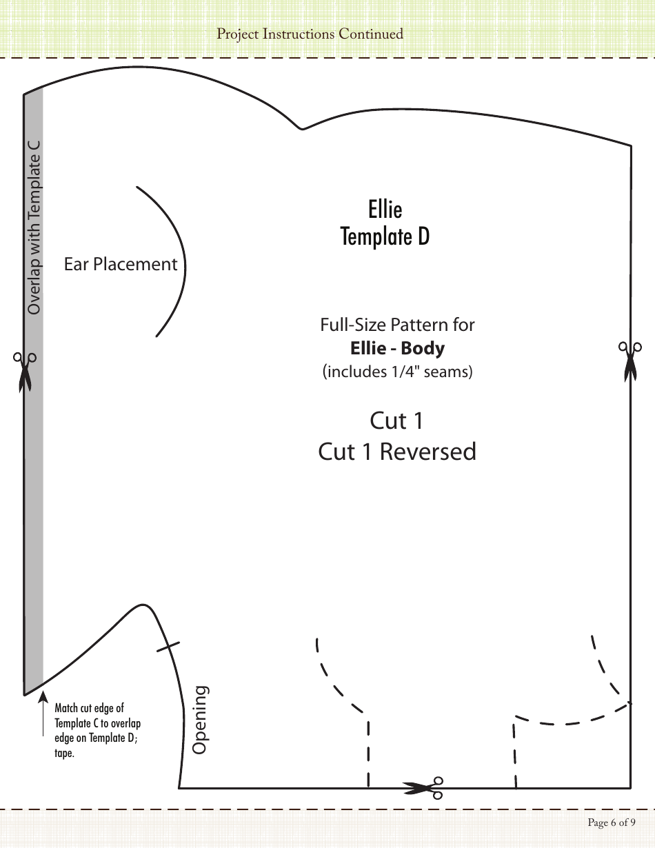 Stuffed Elephant Sewing Templates, Page 6