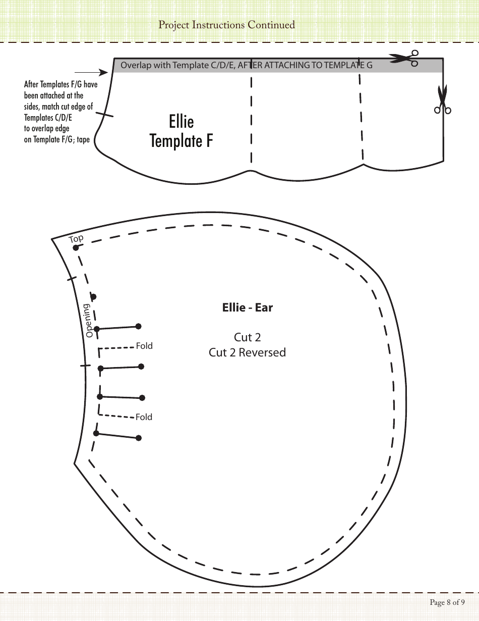 Stuffed Elephant Sewing Templates, Page 8