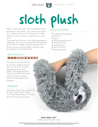 Sloth Plush Sewing Template, Page 2