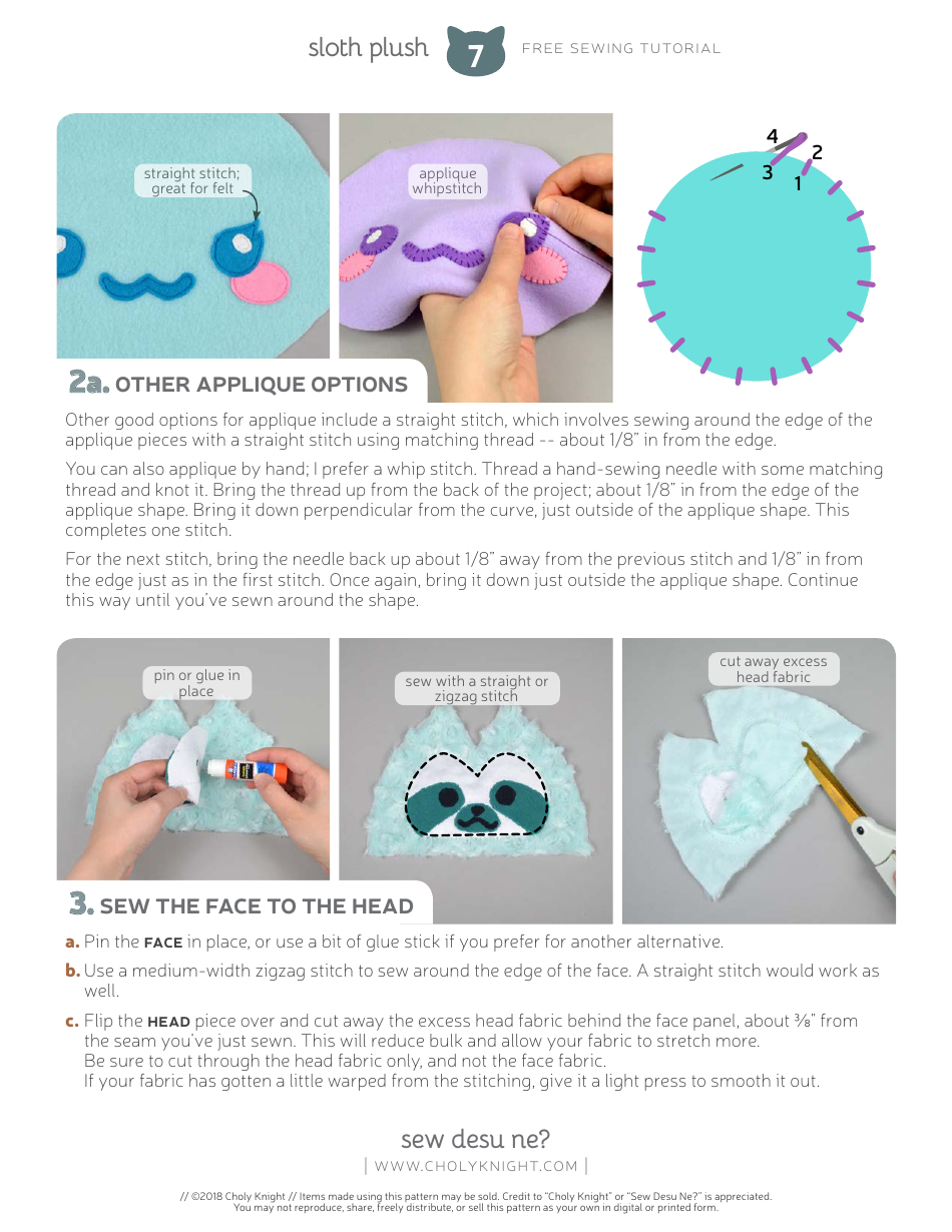 Sloth Plush Sewing Template, Page 7