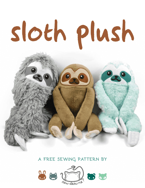 Sloth Plush Sewing Template - Preview Image
