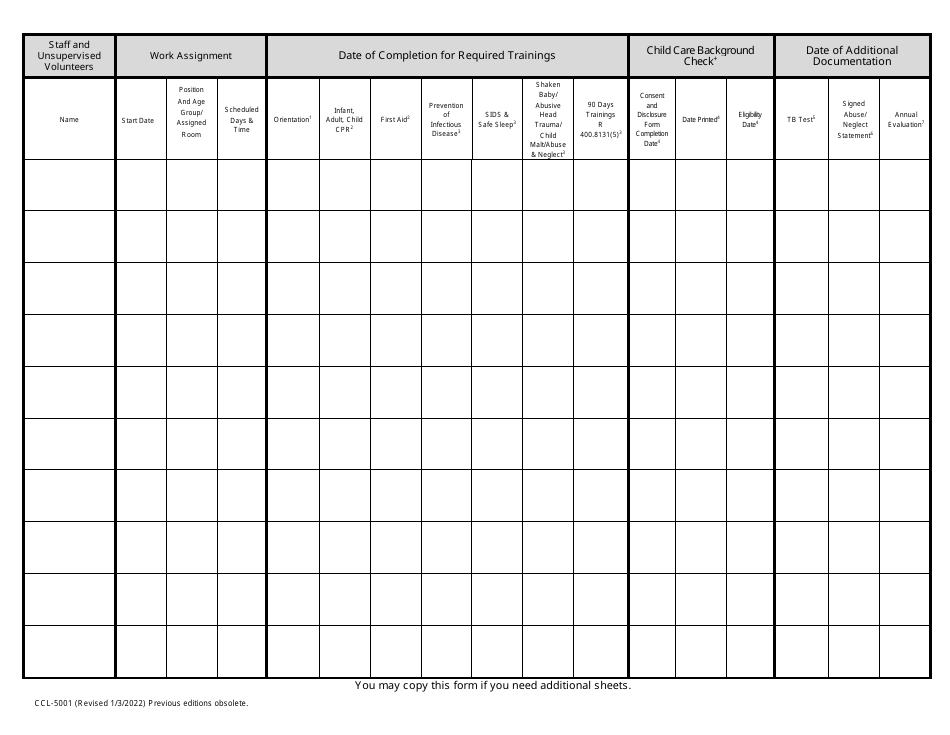 Form CCL-5001 - Fill Out, Sign Online and Download Printable PDF ...