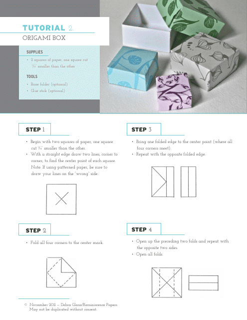 Origami Box Tutorial - Step by Step Instructional Template