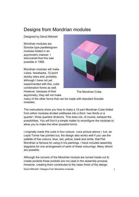 Origami Mondrian Cube Guide
