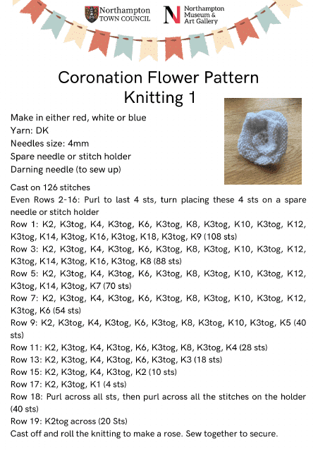 Coronation Flower Knitting Pattern