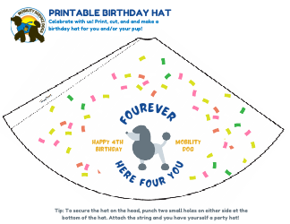 Document preview: Mobilitydog Birthday Hat Templates