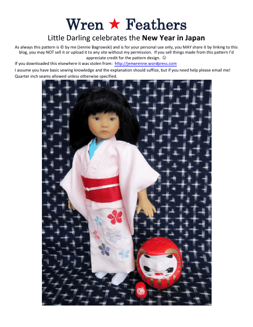 13" Doll New Year's Outfit Sewing Pattern Templates - Image preview