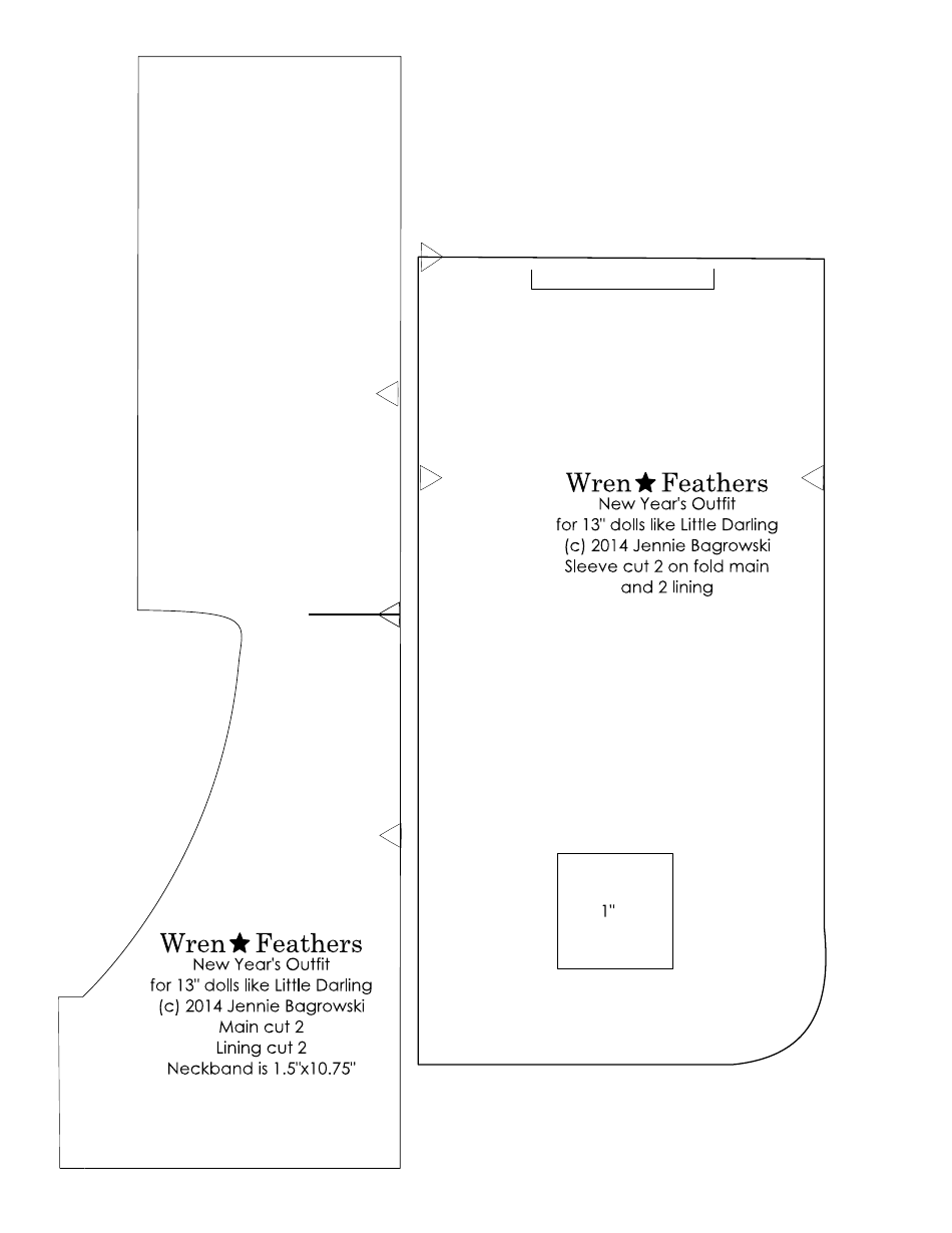 13 Doll New Years Outfit Sewing Pattern Templates, Page 11