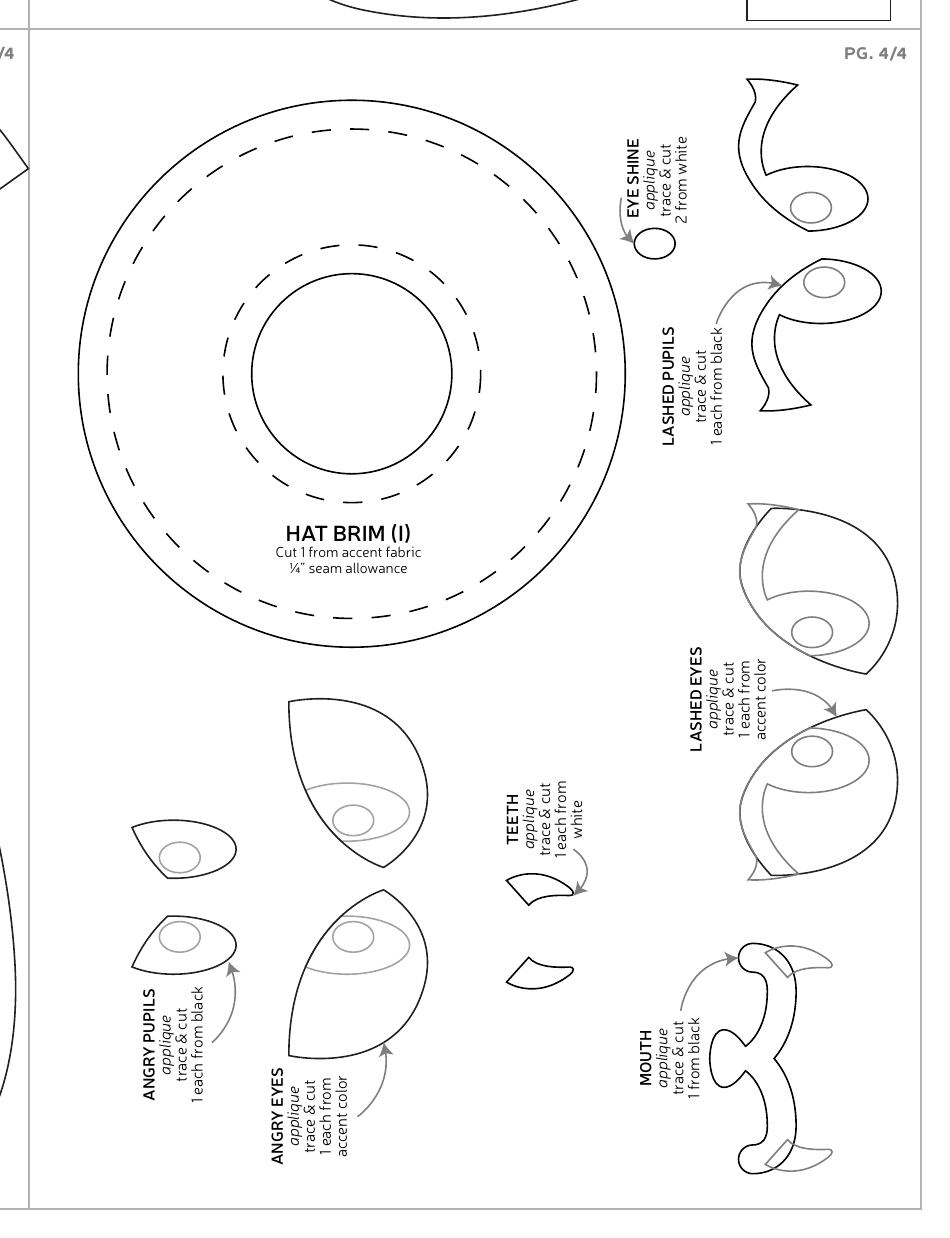 Witch Kitty Plush Sewing Pattern Template, Page 24
