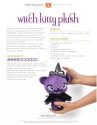 Witch Kitty Plush Sewing Pattern Template, Page 2