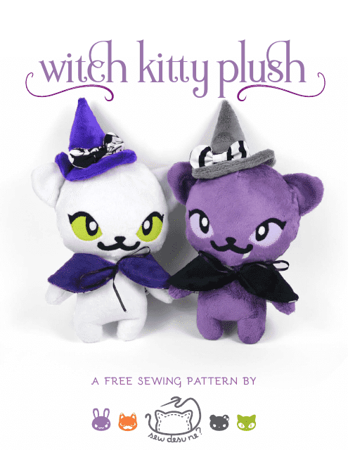 Witch Kitty Plush Sewing Pattern Template