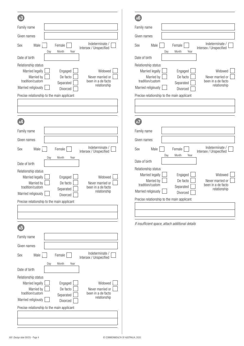 Form 681 Refugee and Special Humanitarian Proposal - Australia, Page 4