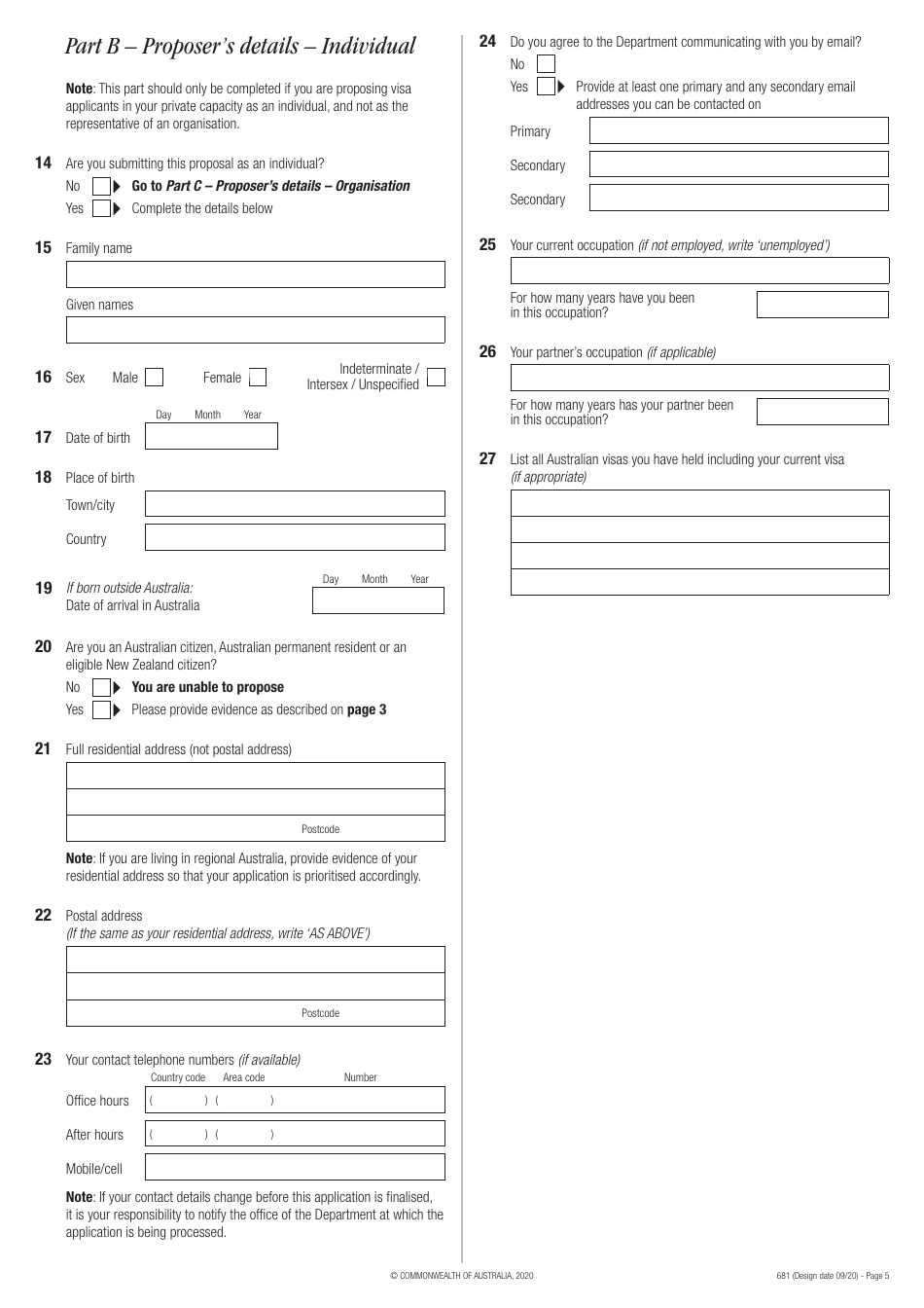 Form 681 Fill Out, Sign Online and Download Printable PDF, Australia
