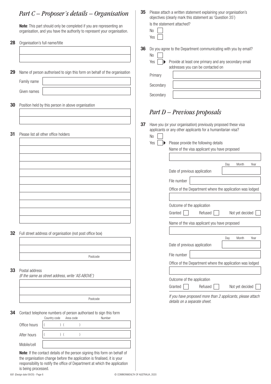 Form 681 - Fill Out, Sign Online and Download Printable PDF, Australia ...