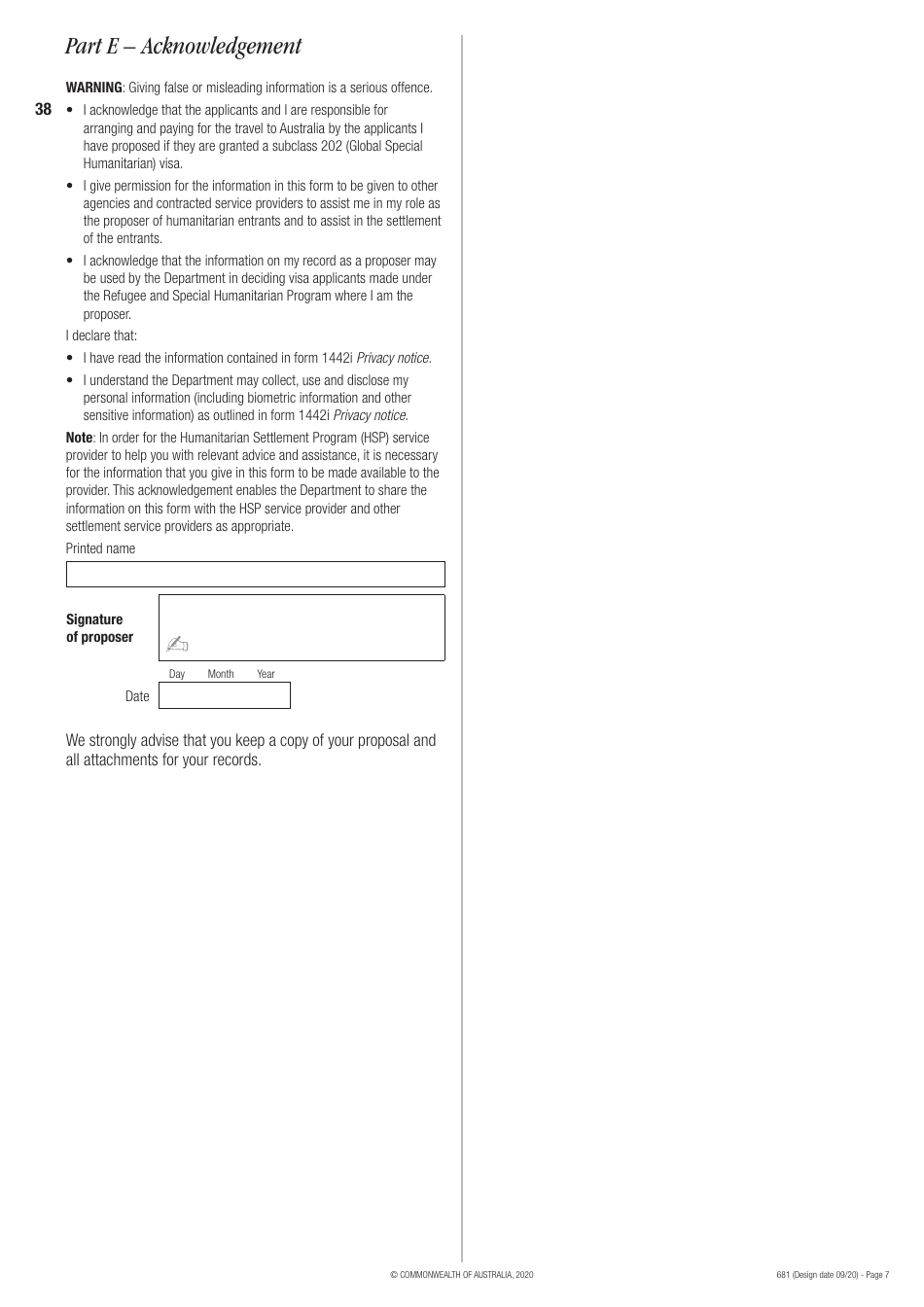 Form 681 Refugee and Special Humanitarian Proposal - Australia, Page 7