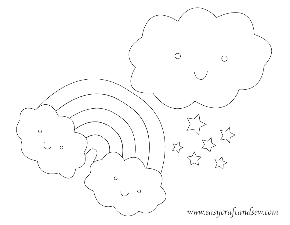 Rainbow and Rain Cloud Coloring Template, Page 1