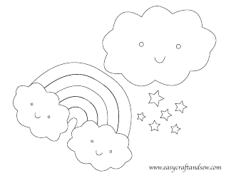 Document preview: Rainbow and Rain Cloud Coloring Template