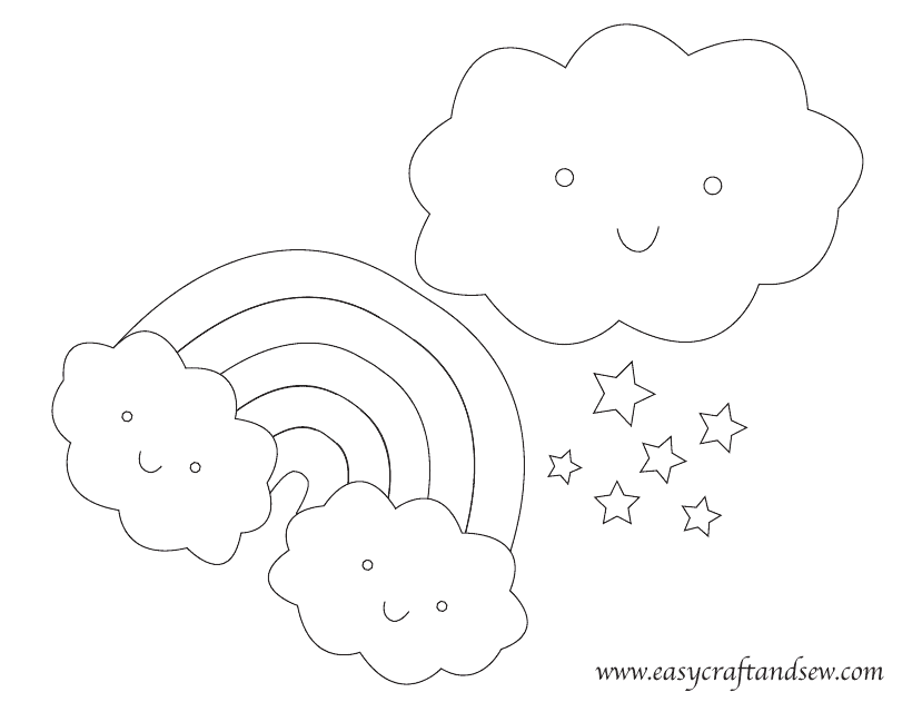Rainbow and Rain Cloud Coloring Template