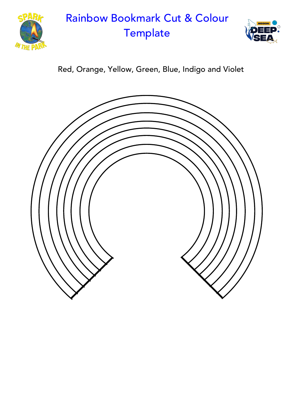 Rainbow Bookmark Cut  Colour Template, Page 2