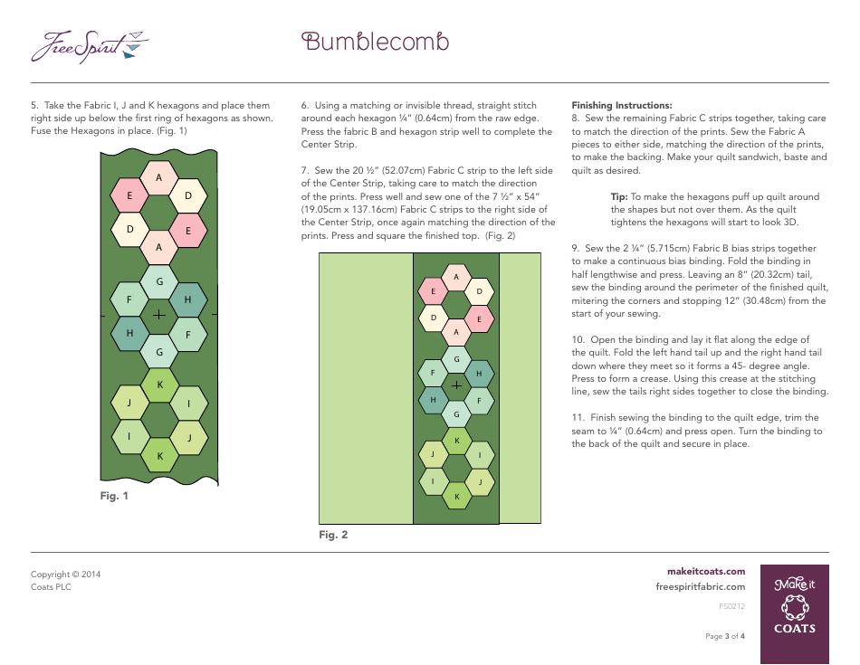 Bumblecomb Quilt Pattern Template, Page 3