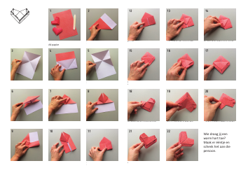 Document preview: Origami Paper Heart Guide (Dutch)
