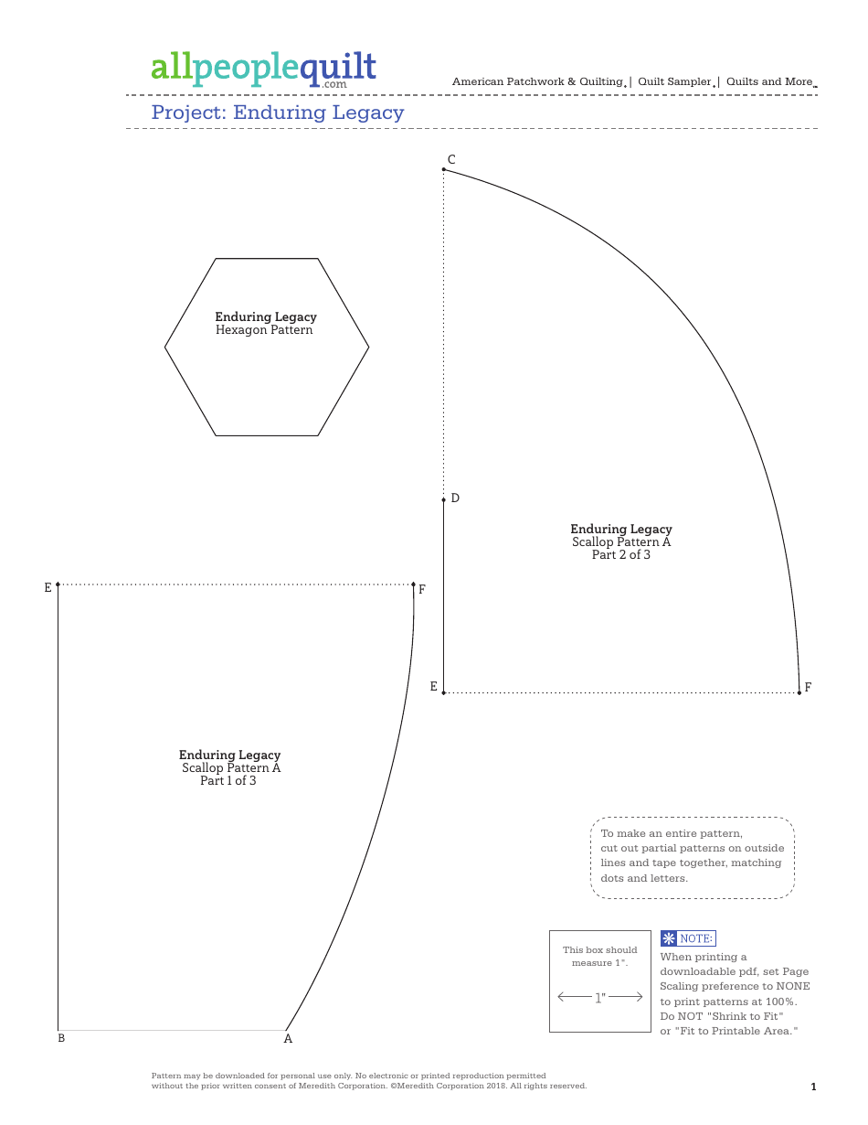 Enduring Legacy Quilt Pattern Template Preview