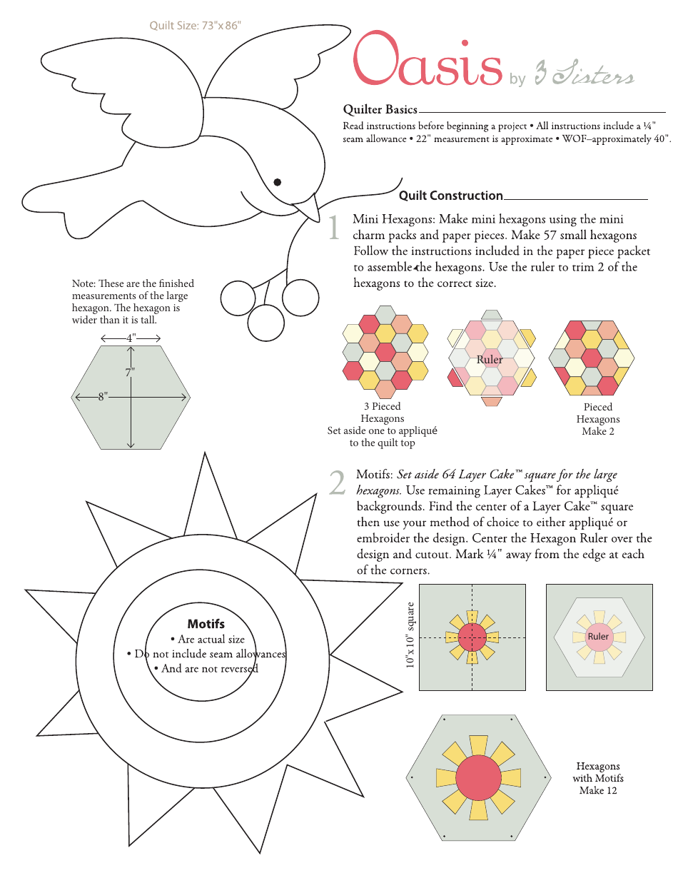 Hexagon Oasis Quilting Pattern Templates, Page 3