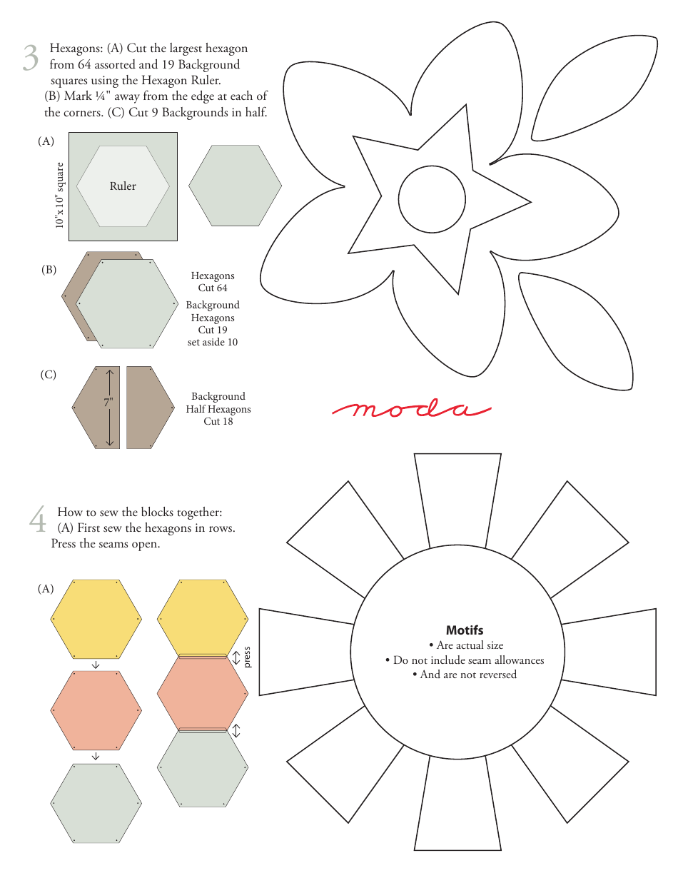 Hexagon Oasis Quilting Pattern Templates, Page 4